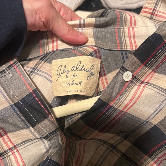 Lily Aldridge for velvet Rita plaid button down shirt - Picture 2 of 4